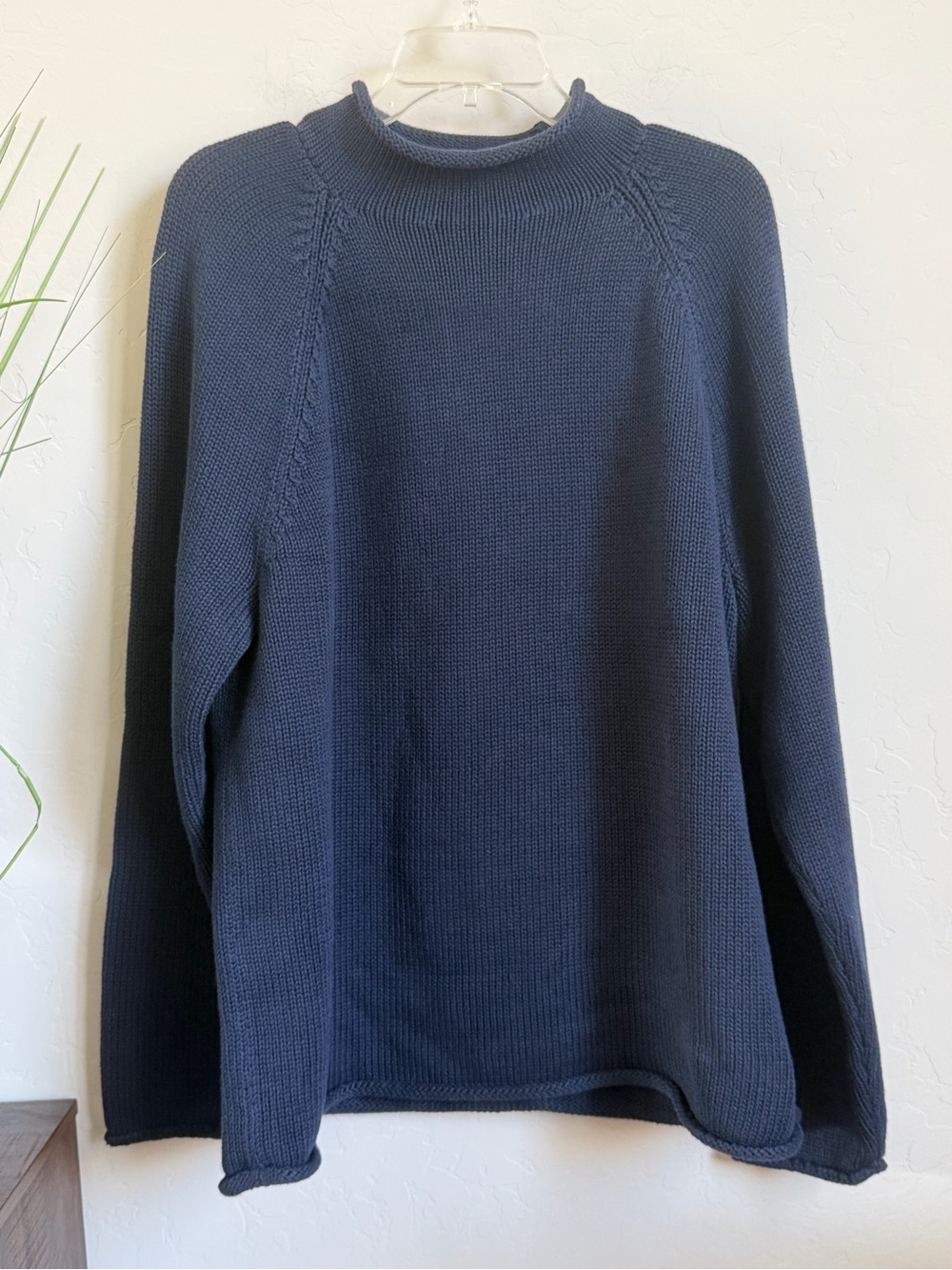 NWT J.Crew 1988 Rollneck Cotton Sweater Navy XL Repaired